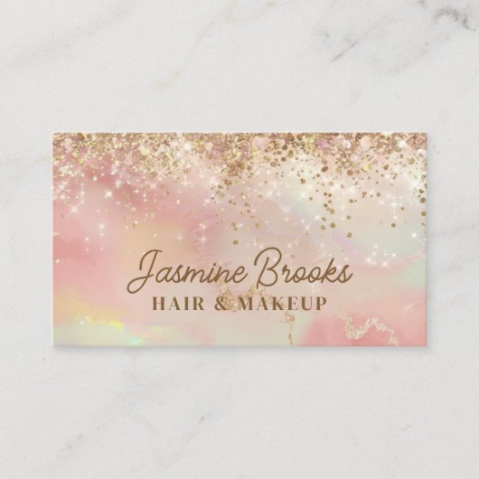 ピンクと金ゴールドスパークルプロフェッショナル 名刺 (正面)