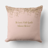 ピンクと金ゴールドスパークル散水シャワーパーティー クッション (正面)