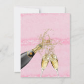 ピンクと金ゴールドスモークグリッターブランチ&バブリーInvite 招待状 (裏面)