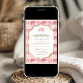 ピンクと金ゴールドゾウすべて一インディアン結婚で 招待状