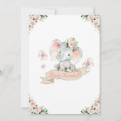 ピンクと金ゴールドゾウ赤ちゃんシャワー招待状 招待状 (裏面)