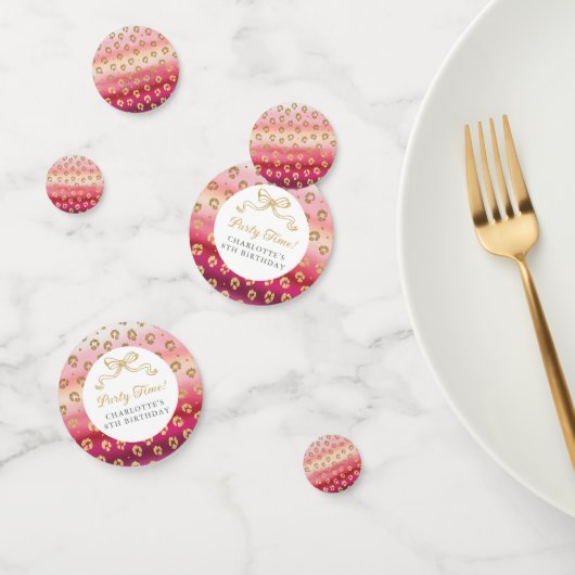 ピンクと金ゴールドチータヒョウ誕生日パーティー コンフェッティ (グループ)