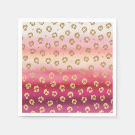 ピンクと金ゴールドチータヒョウ誕生日パーティー スタンダードカクテルナプキン