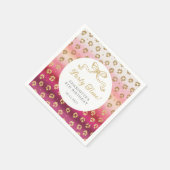 ピンクと金ゴールドチータヒョウ誕生日パーティー スタンダードカクテルナプキン (角)