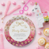 ピンクと金ゴールドチータヒョウ誕生日パーティー ペーパープレート (パーティー)