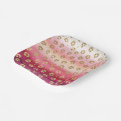 ピンクと金ゴールドチータヒョウ誕生日パーティー ペーパープレート (傾斜あり)