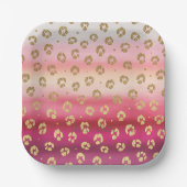 ピンクと金ゴールドチータヒョウ誕生日パーティー ペーパープレート (正面)