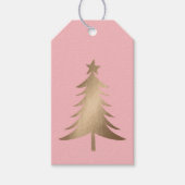ピンクと金ゴールドツリーギフトラベル ギフトタグ (正面)