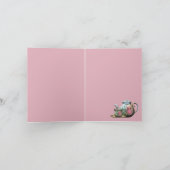 ピンクと金ゴールドティーポットとティーカップサンキューカード サンキューカード (内部)