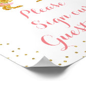 ピンクと金ゴールドディーノお願いゲストブックにサイン。 ポスター (角)