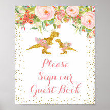 ピンクと金ゴールドディーノお願いゲストブックにサイン。