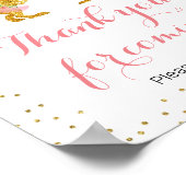 ピンクと金ゴールドディーノお願い来サイン ポスター (角)