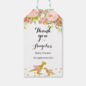 ピンクと金ゴールドディーノモダンサンキューラベル ギフトタグ (裏面)