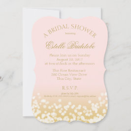 ピンクと金ゴールドトゥインクルブライダルシャワー 招待状