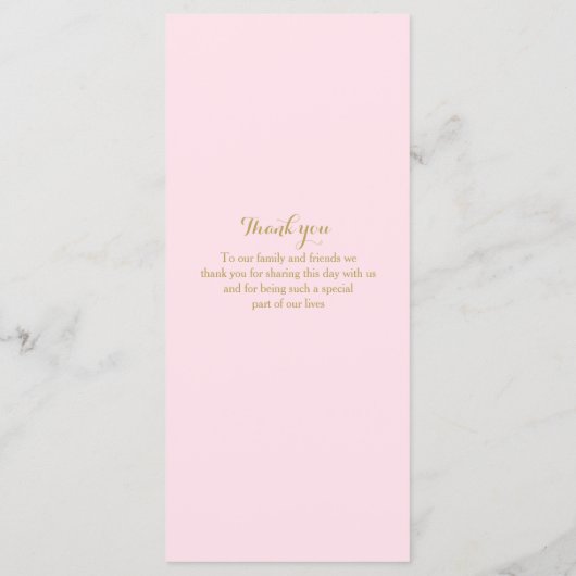 ピンクと金ゴールドトゥインクルライト結婚式 プログラム (裏面)