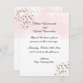 ピンクと金ゴールドドット結婚式招待状 招待状 (正面/裏面)