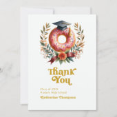 ピンクと金ゴールドドーナツと学位の卒業 サンキューカード (正面)