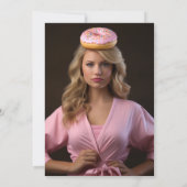 ピンクと金ゴールドドーナツと学位の卒業 サンキューカード (裏面)