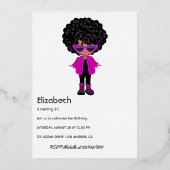 ピンクと金ゴールドネオンアフリカ系アメリカ誕生日 箔招待状 (裏面)