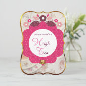 ピンクと金ゴールドハイティー 招待状 (スタンド正面)