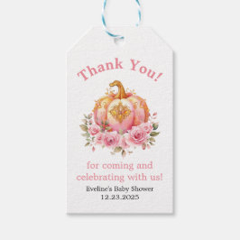 ピンクと金ゴールドハロウィンカボチャ赤ちゃんシャワー ギフトタグ