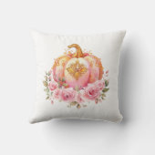 ピンクと金ゴールドハロウィンリトルカボチャ赤ちゃんシャワー クッション (裏面)