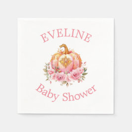 ピンクと金ゴールドハロウィンリトルカボチャ赤ちゃんシャワー スタンダードカクテルナプキン