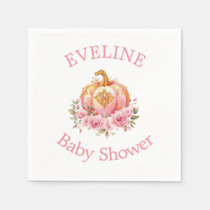 ピンクと金ゴールドハロウィンリトルカボチャ赤ちゃんシャワー スタンダードカクテルナプキン