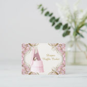 ピンクと金ゴールドバシネットガールおむつラッフルチケット エンクロージャーカード (スタンド正面)