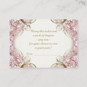 ピンクと金ゴールドバシネットガールおむつラッフルチケット エンクロージャーカード (裏面)