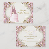 ピンクと金ゴールドバシネットガールおむつラッフルチケット エンクロージャーカード (正面/裏面)