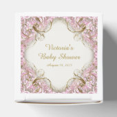 ピンクと金ゴールドバシネットベビーシャワー フェイバーボックス (上部)