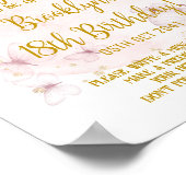 ピンクと金ゴールドバタフライタイムカプセル標識 ポスター (角)