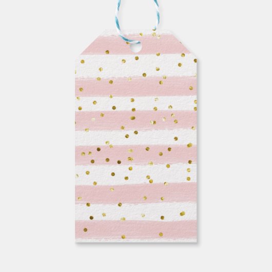 ピンクと金ゴールドバタフライフローラガールベビーシャワー ギフトタグ (裏面)