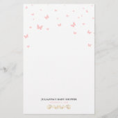 ピンクと金ゴールドバタフライABCベビーシャワーゲーム (裏面)