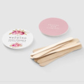 ピンクと金ゴールドバラ水彩結婚式の引き出物 ハンドファン (組立なし)