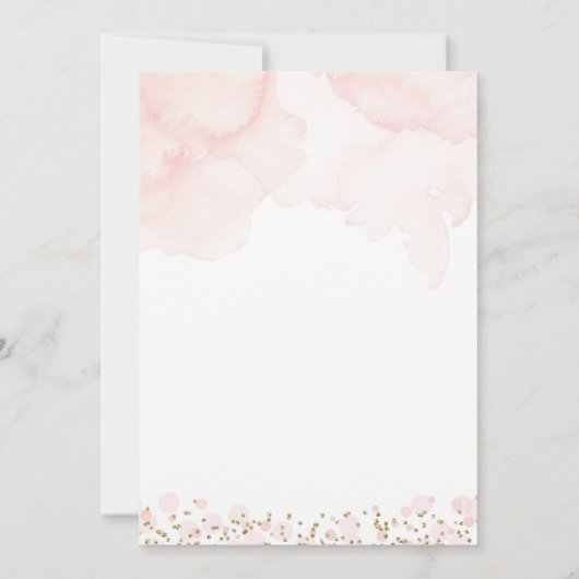 ピンクと金ゴールドバルーンガールバプテスマ招待状 招待状 (裏面)