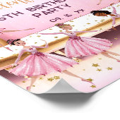 ピンクと金ゴールドバレエステージバレリーナパーティー歓迎 ポスター (角)