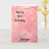 ピンクと金ゴールドバレエ3rdバースデーカード カード (黄色い花)