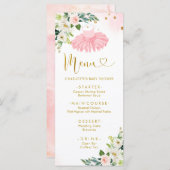 ピンクと金ゴールドバレリナツチュベビシャワーメニュー メニュー (正面/裏面)