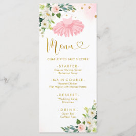 ピンクと金ゴールドバレリナツチュベビシャワーメニュー メニュー