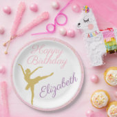 ピンクと金ゴールドバレリーナ誕生日 ペーパープレート (パーティー)