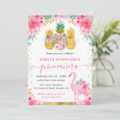 ピンクと金ゴールドパイナップルとフラミンゴキンセアニェラ 招待状 (スタンド正面)