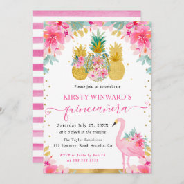 ピンクと金ゴールドパイナップルとフラミンゴキンセアニェラ 招待状