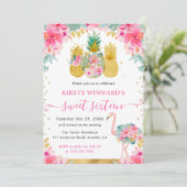 ピンクと金ゴールドパイナップルとフラミンゴ甘い16 招待状 (スタンド正面)