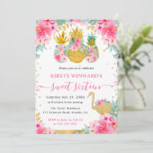 ピンクと金ゴールドパイナップルとフラミンゴ甘い16 招待状 (スタンド正面)