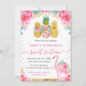 ピンクと金ゴールドパイナップルとフラミンゴ甘い16 招待状 (正面)