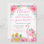 ピンクと金ゴールドパイナップル&フラミンゴキンセアニェラ 招待状 (正面)