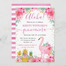 ピンクと金ゴールドパイナップル&フラミンゴキンセアニェラ 招待状