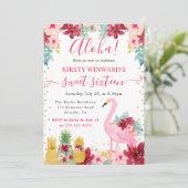 ピンクと金ゴールドパイナップル&フラミンゴスイート16 招待状 (スタンド正面)